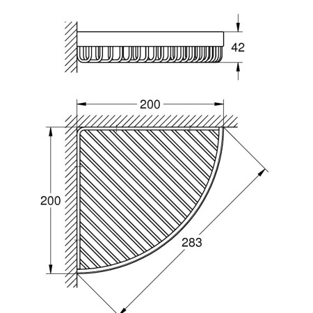 40809000 Grohe Selection Cube Corner Wire Basket Line Drawing