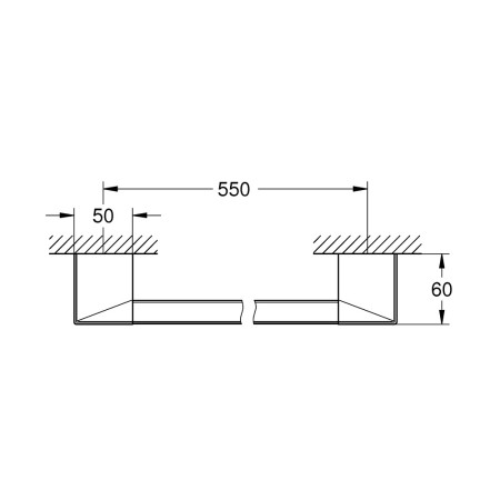 40807000 Grohe Selection Cube Grip and Towel Bar Line Drawing