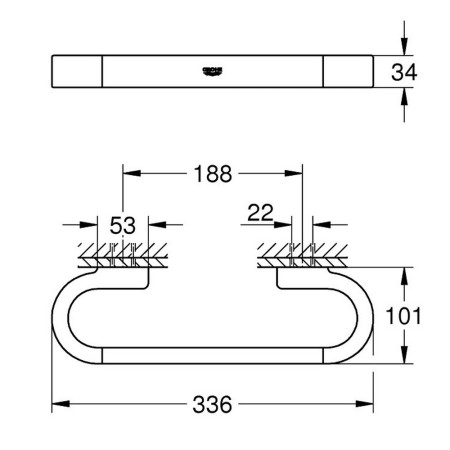 41064000 Grohe Selection Safety Grip Bar Line Drawing