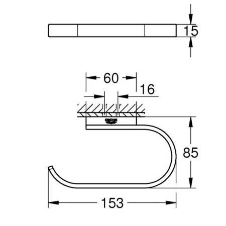 41068000 Grohe Selection Toilet Roll Holder Line Drawing