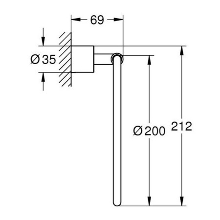 40307DC3 Grohe Spa Atrio Supersteel Towel Ring Line Drawing