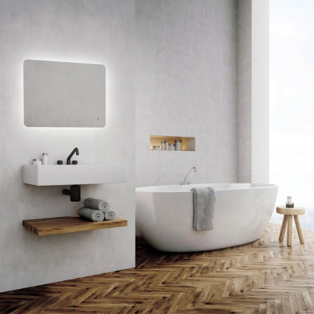 79310000 HIB Ambience 140 LED Steam Free Bathroom Mirror Room Setting