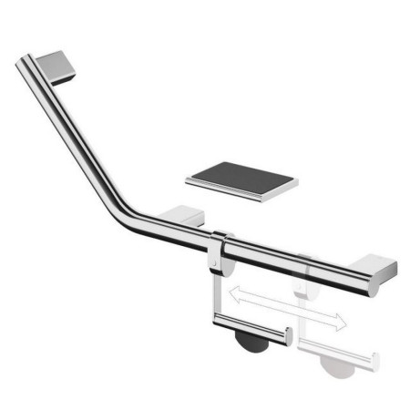 PAM002 HIB Angled Grab Bar with Toilet Roll Holder and Shelf with Anti Slip Mat Left Handed (1)