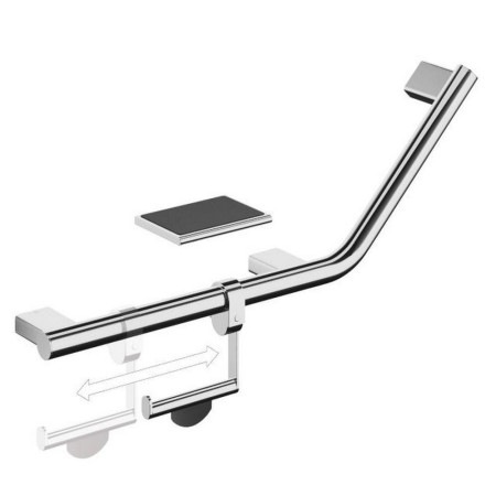 PAM003 HIB Angled Grab Bar with Toilet Roll Holder and Shelf with Anti Slip Mat Right Handed (1)