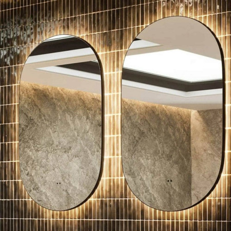 HIB Arcane Black 50 Pill Illuminated Frame Bathroom Mirror