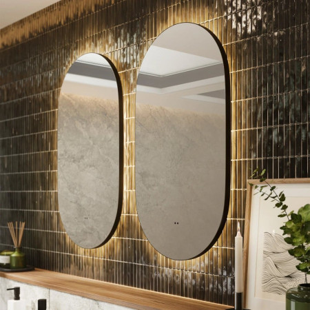 79500700 HIB Arcane Black 50 Pill Illuminated Frame Bathroom Mirror Lifestyle
