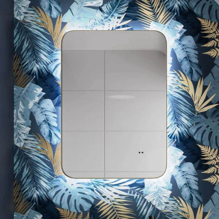 HIB Arcane Brushed Brass 50 Curve Illuminated Frame Bathroom Mirror