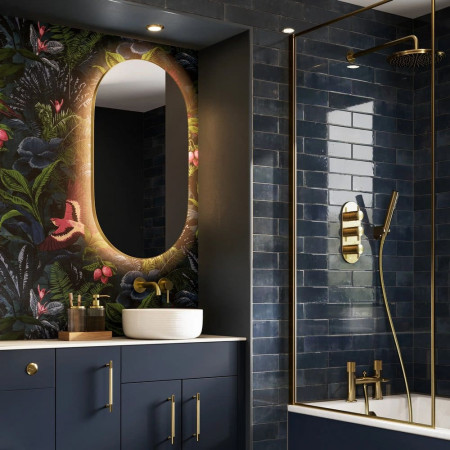 HIB Arcane Brushed Brass 50 Pill Illuminated Frame Bathroom Mirror