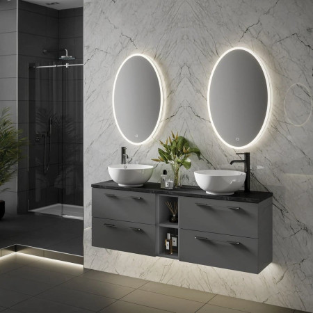 79530800 HIB Arena 80 Steam Free LED Mirror Bathroom Setting