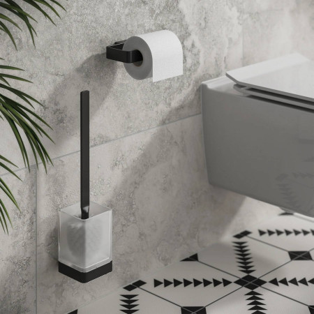 HIB Atto Black Wall Mounted Toilet Brush Holder