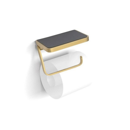 ACTRHBB01 HIB Atto Brushed Brass Toilet Roll Holder with Shelf and Anti Slip Mat