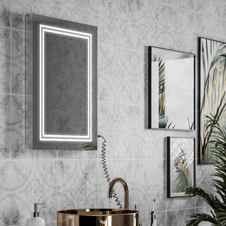 HIB Boundary 60 LED illuminated Bathroom Mirror with Shaver Socket 800 x 600mm