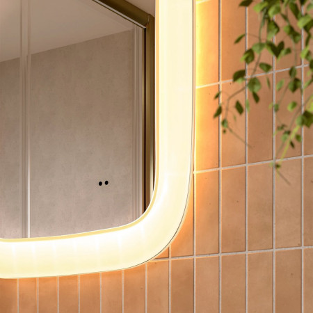 79590500 HIB Cassini Curve 140 Deep Border LED Illuminated Bathroom Mirror Lifestyle