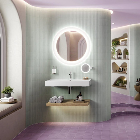 HIB Cassini Round 80 Deep Border LED Illuminated Bathroom Mirror