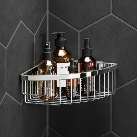 HIB Chrome Corner Shower Basket