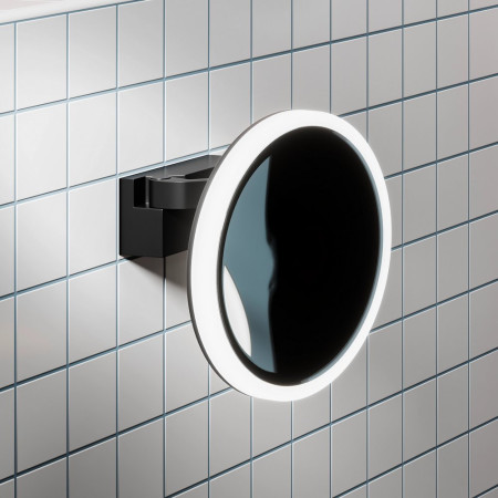 HIB Cirque Black Illuminated Magnifying Bathroom Mirror