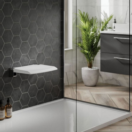 HIB Folding White Shower Seat