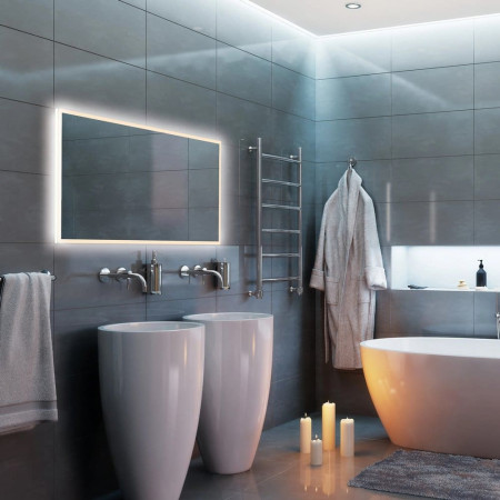 78610000 HIB Globe 90 LED Steam Free Illuminated Mirror Lifestyle