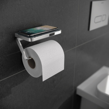 HIB Hecto Toilet Roll Holder with Shelf and Anti Slip Mat