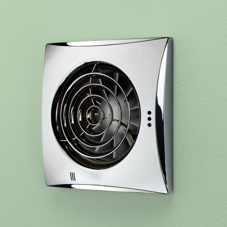 33200 HIB Hush Extractor Fan in Chrome with Timer and Humidity Sensor Cut Out