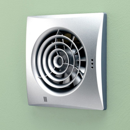 31800 HIB Hush Extractor Fan in Matt Silver with Timer and Humidity Sensor Cut Out
