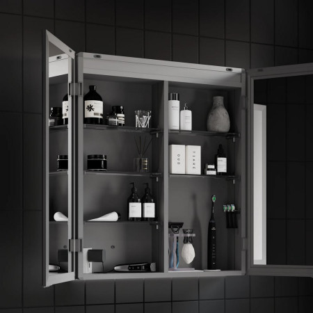 54350 HIB Isoe 60 LED Illuminated Bathroom Cabinet with Open Doors