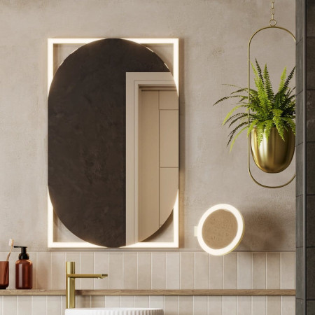 HIB Rubin 60 Brushed Brass LED Bathroom Mirror