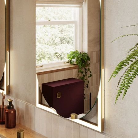 79820000 HIB Rubin 50 Brushed Brass LED Bathroom Mirror Lifestyle