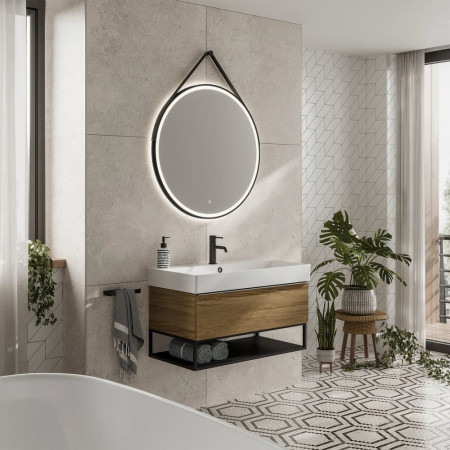 HIB Solstice 80 Matt Black LED Illuminated Mirror