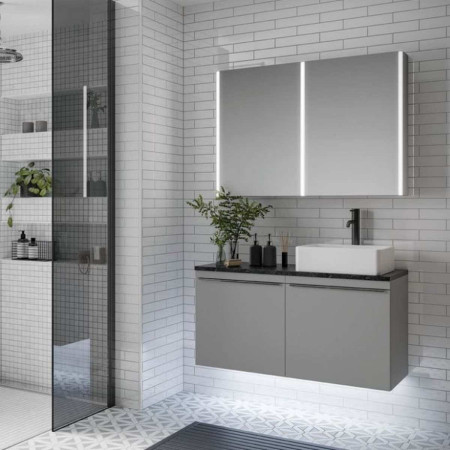 HIB Xenon 100 LED Aluminium Illuminated Bathroom Cabinet Lifestyle