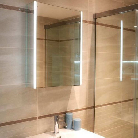 HIB Xenon 50 LED Aluminium Illuminated Bathroom Cabinet Room Setting