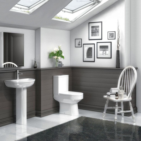 Harmony 4 Piece Bathroom Suite - Toilet & 500mm 1TH Basin with Pedestal