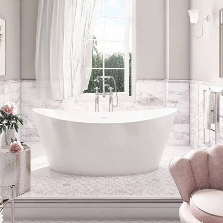 BATH-ARUBA Harrogate Aruba 1700 x 800mm Gloss White Acrylic Freestanding Bath Lifestyle