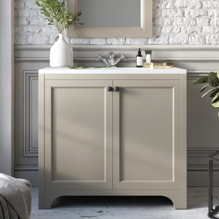 Harrogate Brunswick 900mm Dovetail Grey Vanity Unit with Basin Lifestyle
