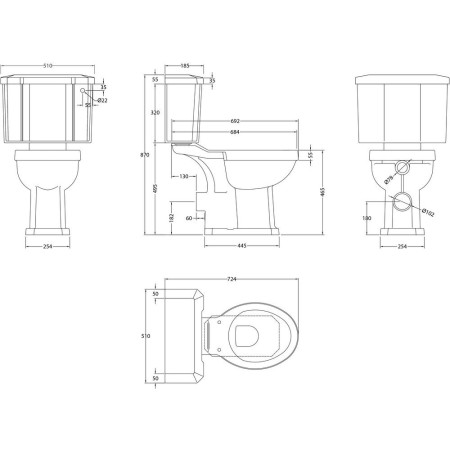 HAR012/HAR002 Harrogate Comfort Height Close Coupled WC with Soft Close Seat (2)
