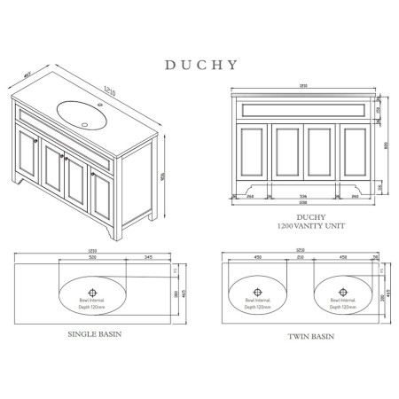 HARR-DUCHY-VANITY-ARCTIC Harrogate Duchy 1200mm Arctic White Single Basin Vanity Unit (2)