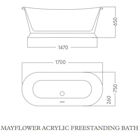 MAYFLOWER-1655-DOVE Harrogate Mayflower 1700 x 750mm Dovetail Grey Acrylic Freestanding Bath (2)