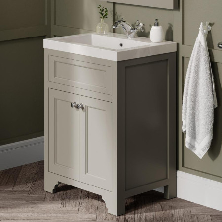 Harrogate Ripley 600mm Dovetail Grey Vanity Unit with Basin Lifestyle