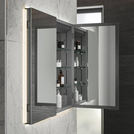 HiB Atrium 60 Semi Recessed LED Bathroom Cabinet inside view