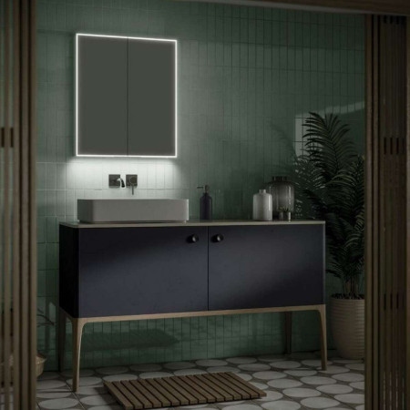 HiB Exos 60 Illuminated Mirror Bathroom Cabinet Room Setting