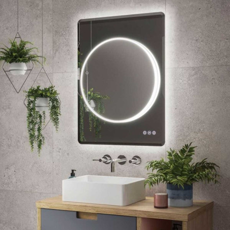 HiB Frontier 60 Illuminated Circular Bathroom Mirror Lifestyle 1