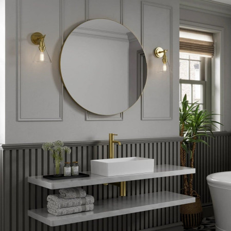 HiB Trim Round 60 Brushed Brass Bathroom Mirror
