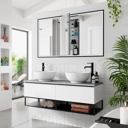 47900 HiB Vanquish 120 Recessed Bathroom Cabinet in Black