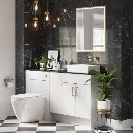 47700 HiB Vanquish 60 LED Recessed Bathroom Cabinet in Brushed Brass