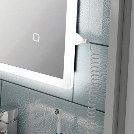 78750000 HiB Vega 50 LED Illuminated Bathroom Mirror Charging Socket