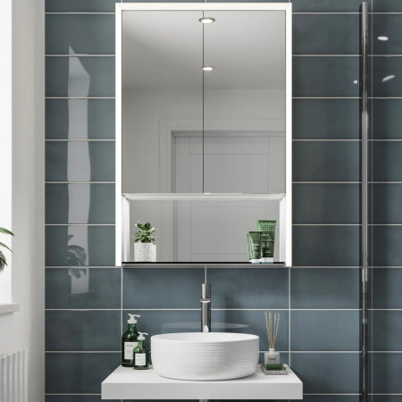 52800 HiB Verve 60 Illuminated Bathroom Mirrored Cabinet Front View