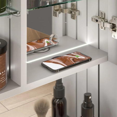 52800 HiB Verve 60 Illuminated Bathroom Mirrored Cabinet Phone Charger