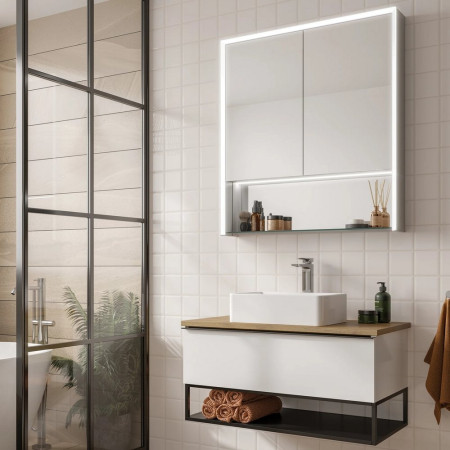 52900 HiB Verve 80 Illuminated Bathroom Mirrored Cabinet Lifestyle