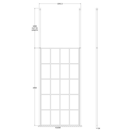 BFCP10 Hudson Reed 900mm Freestanding Black Wetroom Screen Framed with Two Ceiling Posts (2)