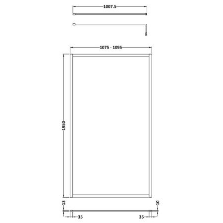 WRFBB1911 Hudson Reed 1100mm Full Outer Frame Wetroom Screen in Brushed Brass Line Drawing